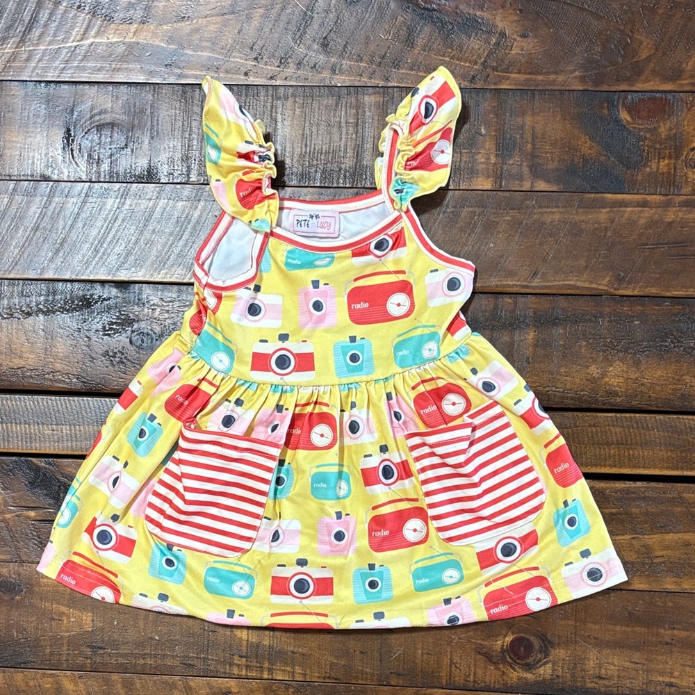 Colorful Retro Camera Print Dress